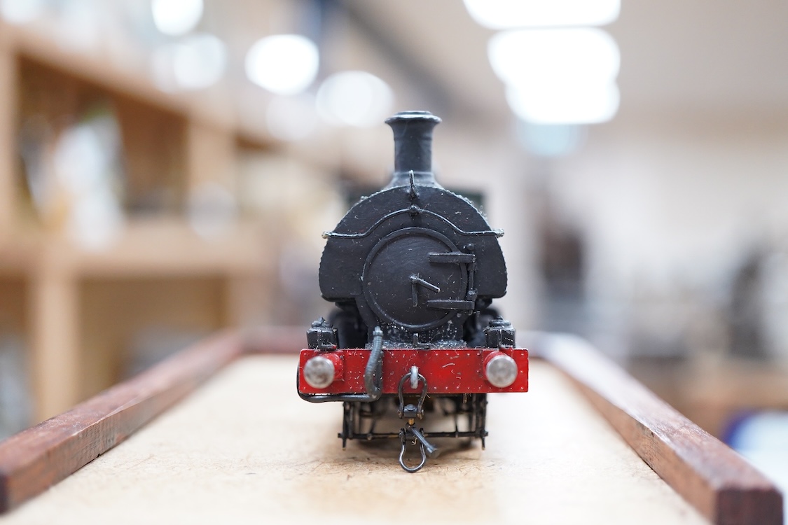 Two EM gauge scratch built model railway GWR locomotives by John Worsley, an 0-6-0PT, 1961, and an 0-6-0ST, 2007, both detailed models with opening smoke box doors showing the details of the blast pipe and boiler tube en